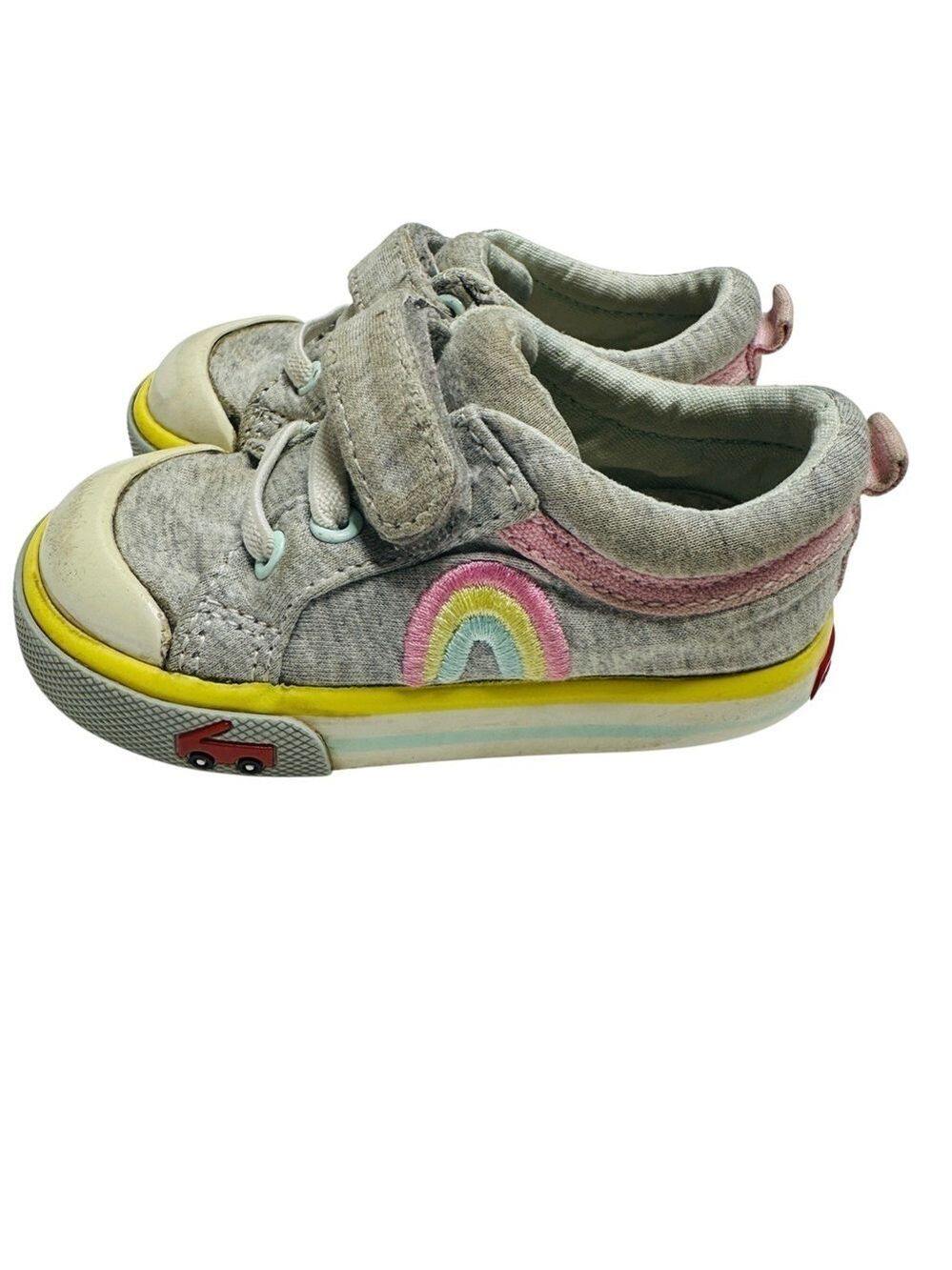 See Kai Run Toddler Size 5 Rainbow Gray Sneakers Hook & Loop Strap - Picture 4 of 12